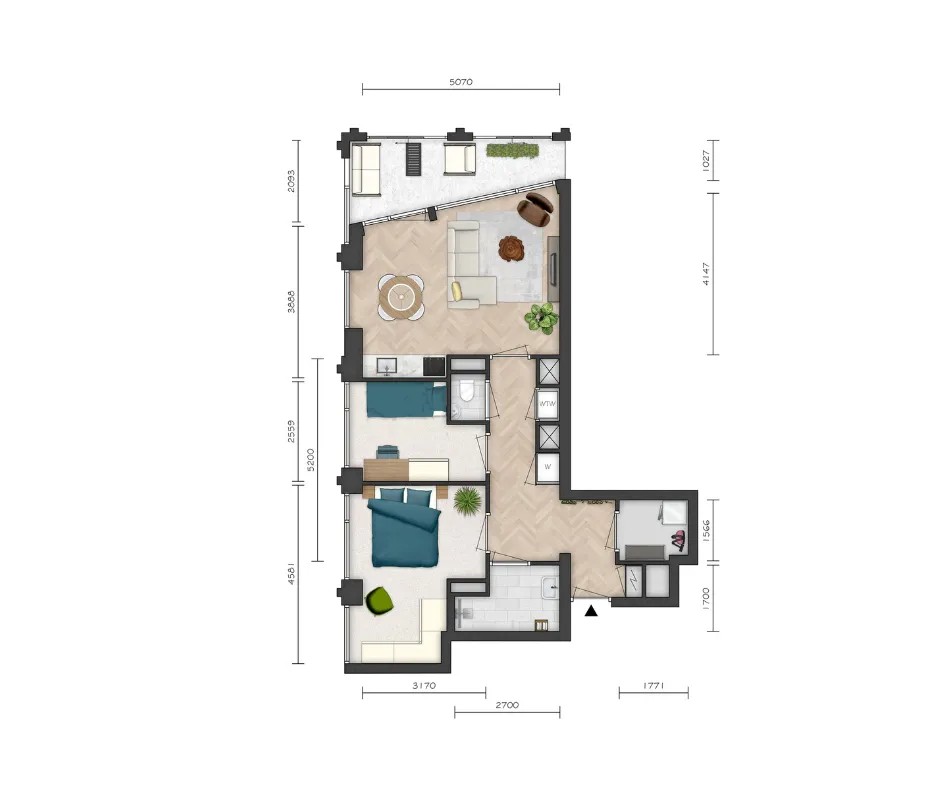 Hoekappartement F14